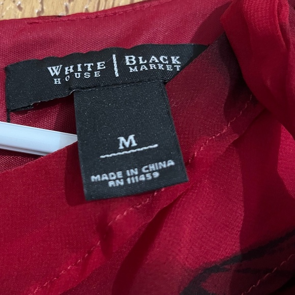 WHBM Women’s Red Rose Chiffon Ruffle Tiered Cocktail Dress Size-M - Picture 5 of 7